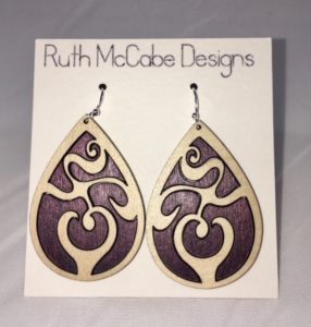 Earring Style #1 Maple Outer/Baltic Birch Purple Inner