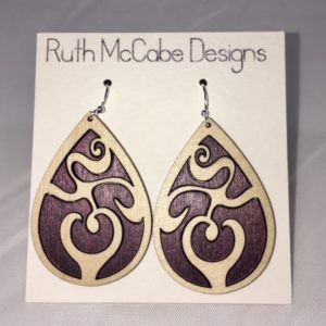 Earring Style #1 Maple Outer/Baltic Birch Purple Inner