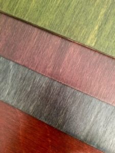 Baltic Birch in Burnt Orange, Blue Jean, Purple, Rustic Green - Bottom to Top