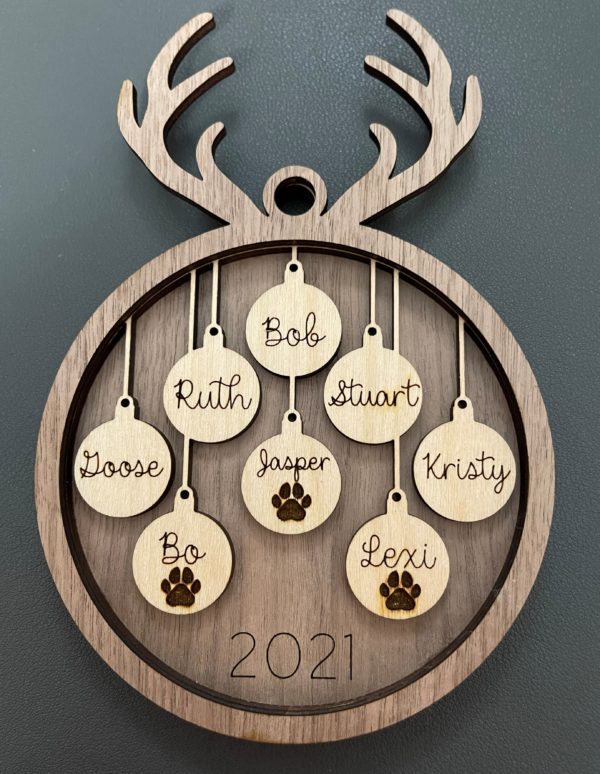 2021 Family Ornament with Antlers